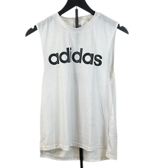 adidas Tops - Adidas White Sleeveless Logo Tank Top Size S.